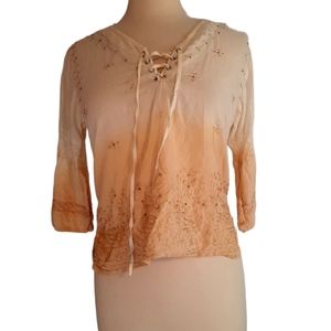 Mona Lisa PL Quarter Sleeve Blouse Ombre Cream White